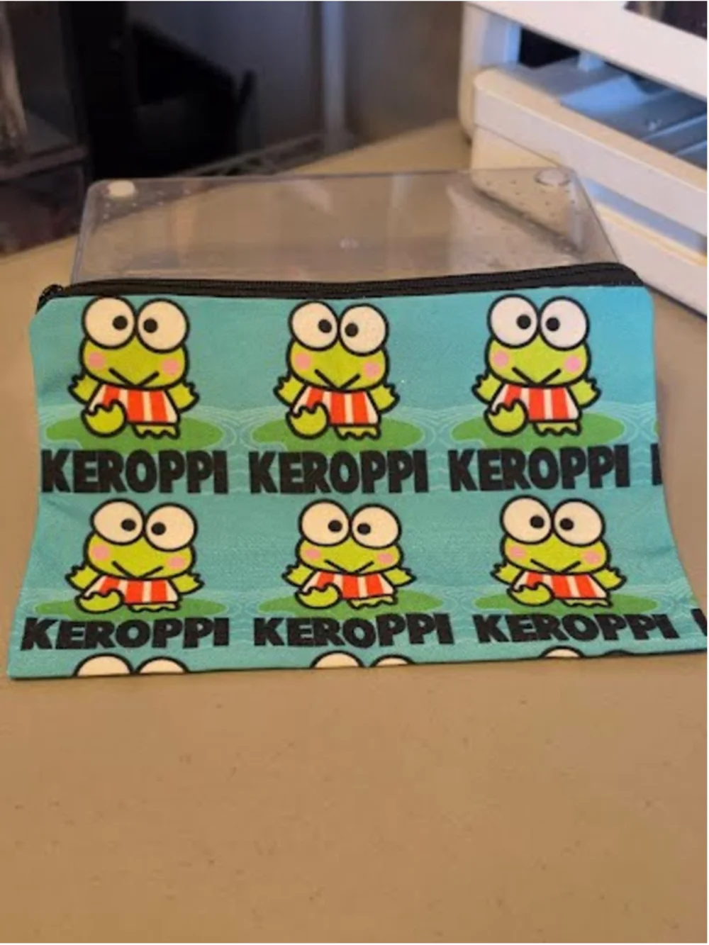 #KP-2412 Keroppi Canvas Zippered Accessory / Pencil Pouch